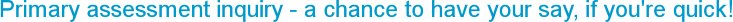Primary assessment inquiry - a chance to have your say, if you're quick!